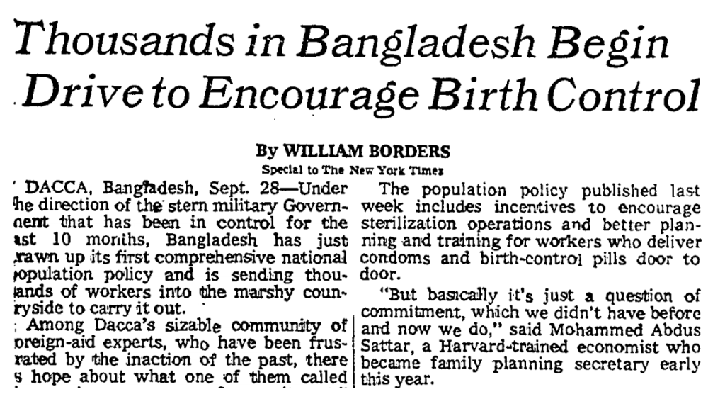 Bangladesh begin drive to encourage Birth&nbsp;Control