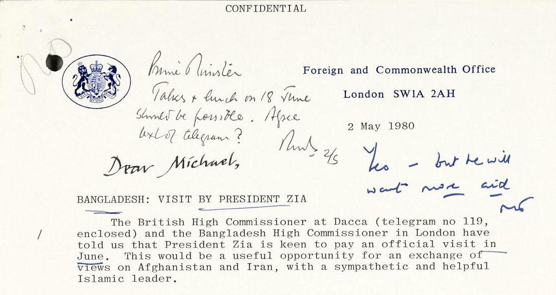 UK Foreign Office’s confidential letter on&nbsp;Zia