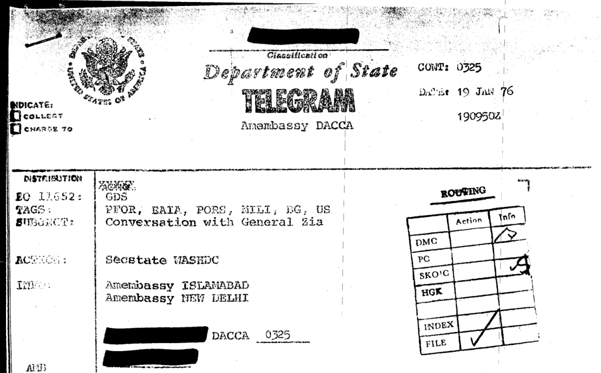 Meeting with Boster: Zia was concerned about cutting population growth, law &&nbsp;order